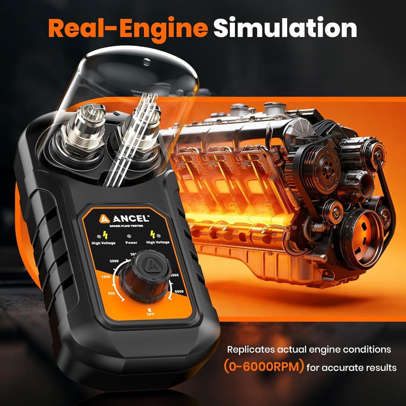 Ancel (Upgraded SP02) SP21 Spark Plug Tester, Dual Holes Test Spark Plug Tool, Car Motorcycle Engine Ignition Tester 0 to 6000RPM Spark Tester Socket with Mistake-Proof Design - Image 4